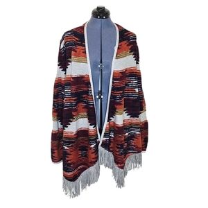 Lucky Brand Western Open Front Textured Knit Cardigan Size Medium
